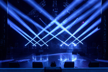 Free stage with lights, lighting devices.