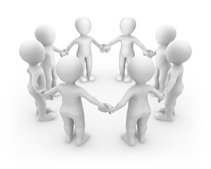 Team of 8 white 3d people