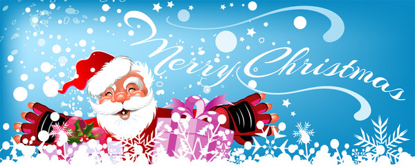 Christmas card with a snowman and text Merry Christmas. Vector illustration