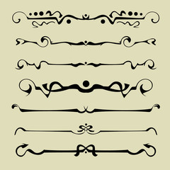 Obraz premium Decorative graphic elements of the vignette for the design of pages, letters, congratulations, invitations, diplomas and other documents.