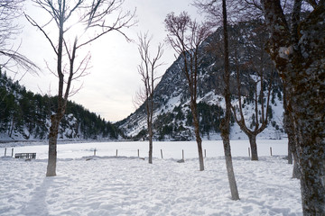 Panticosa snow ice in Huesca Pyrenees Spain