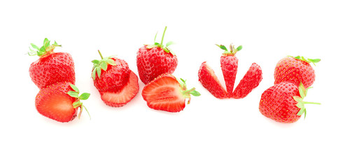 Delicious ripe strawberries on white background