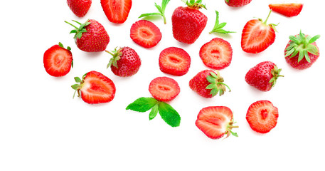 Composition with delicious ripe strawberries on white background