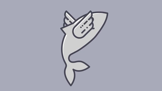 Animation of fish with wings in flat design style. Flying fish HD animation with green screen and alpha channel.
