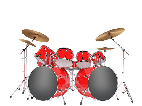 Drum set red isolated on a white background