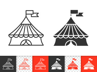 Circus tent simple black line vector icon