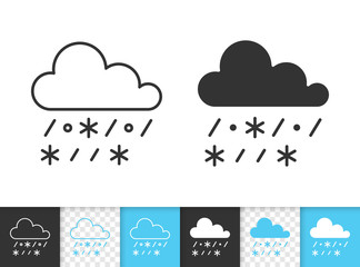 Rain with Snow simple black line vector icon