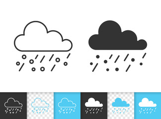 Rain simple black line vector icon