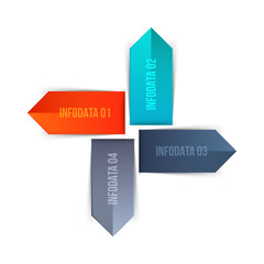 Arrows with 4 parts, steps or options. Vector origami infographic design template. Illustration for project steps visualization. Business presentation.