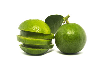 Green lime isolated on white background.