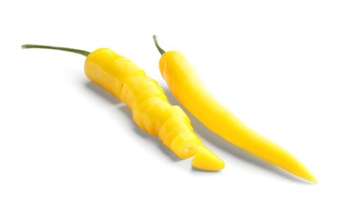 Fresh chili peppers on white background
