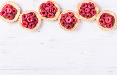 Sweet tartlet with raspberries