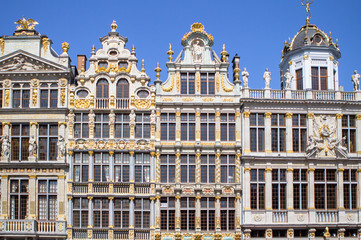 Fototapeta na wymiar Houses on the Grand Place in Brussels, Belgium
