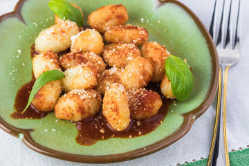 Potato gnocchi with tomato sauce.