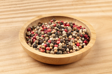 A closeup photo of a mix of various peppers with copy space