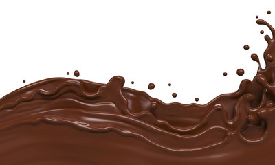 wave of Chocolate or Cocoa splash, Abstract background, 3D illustration. - obrazy, fototapety, plakaty