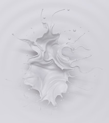 Pouring milk splash, design for drink or abstract background 3d illustration.