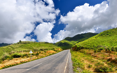 Mountain road in countryside of Lao