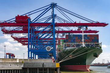 Fototapeta na wymiar Loading - unloading of a container ship