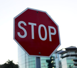 Stop sign in red and white color