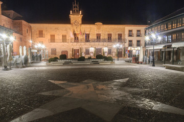 night view of the main square of Almagro in the province of Ciudad Real, Spain.