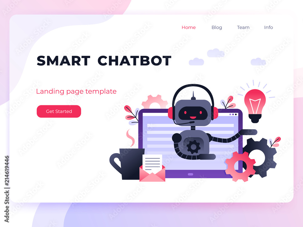 Poster chatbot business concept. modern landing page template. chatbot, artificial intelligence, customer s