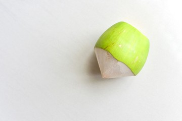 Top View of Fresh Whole Coconut Isolated on White Background