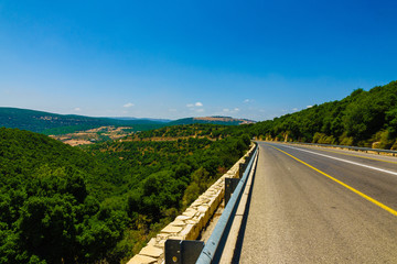 View of Galilee Hills at summertime, Galilee, Israel