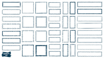 Doodles set. Scribble collection. Quirky sketches. Scrawl elements. Hand drawn effect vector. Pen lines. Frames. Notebook drawings for your design. Simple strokes.