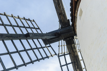 abstract with the blades of a windmill in Campo de Criptana, Spain.