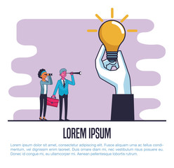 Business people looking for big idea vector illustration graphic design