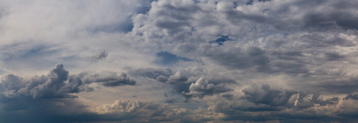 Fototapeta na wymiar Panoramic cloudscape during a stormy day in Kamloops, British Columbia, Canada.