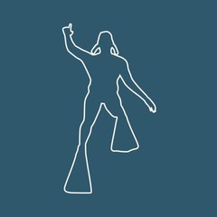Silhouette of diver. Outline web icon of diver. The concept of sport diving.
