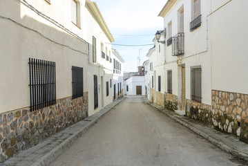 Fototapeta na wymiar street in the town of El Toboso in the province of Toledo, Spain.