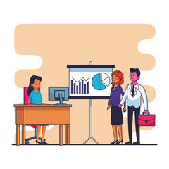 Business meetng at office cartoons vector illustration graphic design