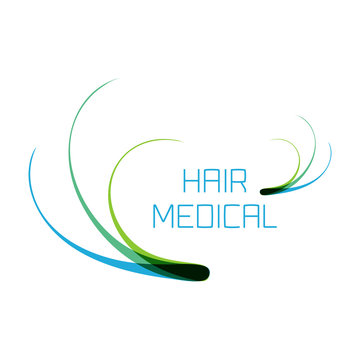 Hair medical logo with follicle icons for diagnostic centers and clinics. Alopecia and baldness treatment concept. Vector illustration.
