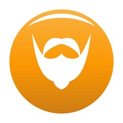 Big mustache and beard icon. Simple illustration of big mustache and beard vector icon for any design orange