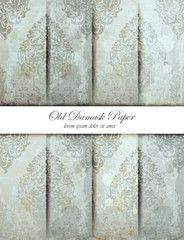 Damask pattern texture Vector. Royal fabric background. Luxury decors blue colors