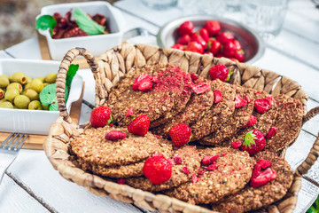 healthy homemade strawberries biscuits from oat flakes laid