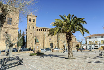 Fototapeta na wymiar church of the former palace of the Marquis of Santa Cruz, today converted into the public archive of the Spanish navy in the town of El Viso Del Marques in the Spanish province of Ciudad Real.