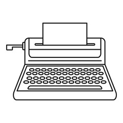 Small typewriter icon. Outline illustration of small typewriter vector icon for web design isolated on white background