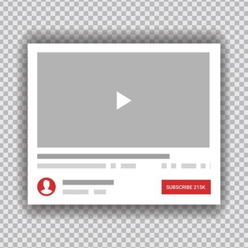 New Video Channel App Interface Smart Phone, Social Media, Subscribe Button, Post Mock Up. Vector Illustration EPS 10