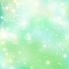 Green, fresh eco friendly sparkling vector background. Mown grass, young leaves tint for spring theme posters. Magical atmosphere, blurred sundogs, fresh, clean theme. Turquoise misty soft shine.