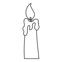 Burning candle icon. Outline illustration of burning candle vector icon for web design isolated on white background