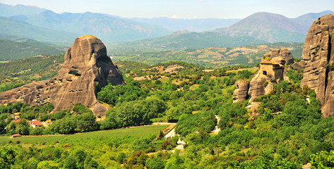Fototapeta na wymiar Panoramic view of Meteors hills and beautiful summer valley