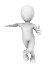 3d man shows thumbs up gesture. 3d illustration