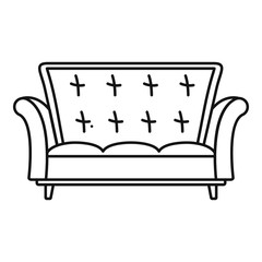 Leather sofa icon. Outline illustration of leather sofa vector icon for web design isolated on white background