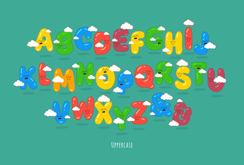 Fototapeta premium Funny Uppercase font. You can use for cartoon logos and short tittles, children books and greeting cards. Created for the celebration and fun.
