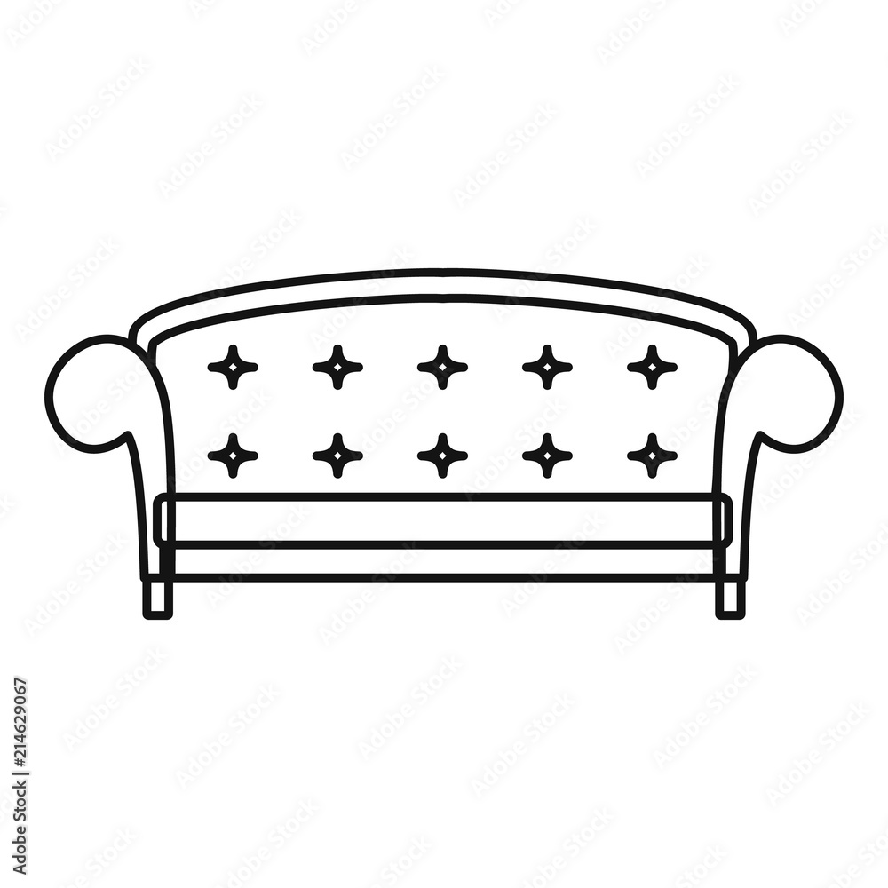 Sticker Crown sofa icon. Outline illustration of crown sofa vector icon for web design isolated on white background