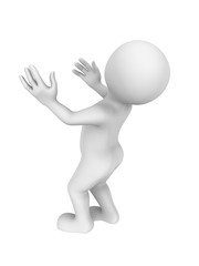 3d white man sees something big and surprising.